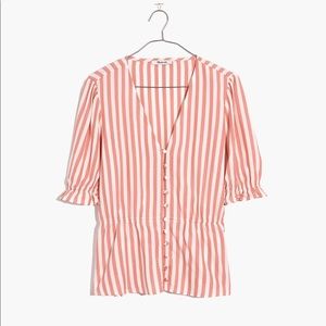 Madewell Striped Peplum Blouse - Small Z